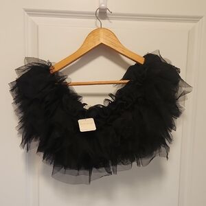 Elegant Black Ruffled Crop Top